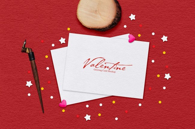 carte de voeux valentine noel jour de l'an mockup free