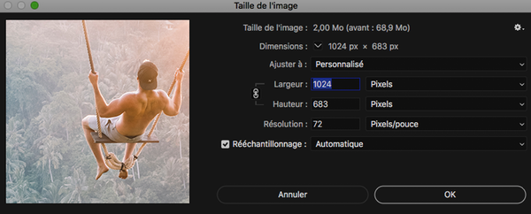 Changer taille image Photoshop