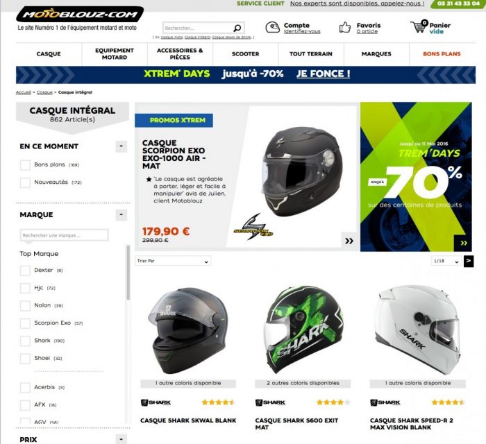promotion visible graphiste e-commerce vente achat casque moto