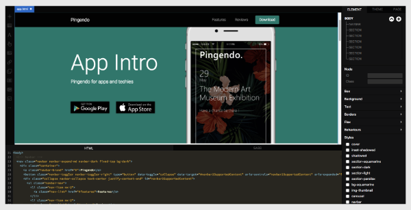 Création de prototypes HTML / Bootstrap avec Pingendo