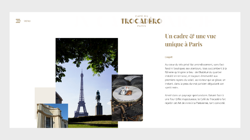 site one-page du Café du Trocadéro
