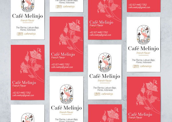 Carte de visite rouge café Melinjo