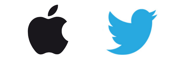 Logos Apple et Twitter