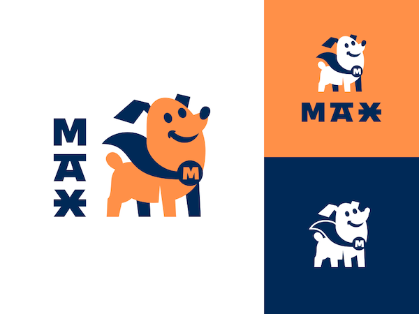 Logo mascotte chien héro