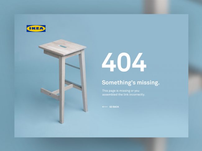 404 page Ikea exemple pour site web