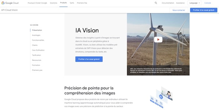 outil de reconnaissance d'image Google Cloud IA Vision