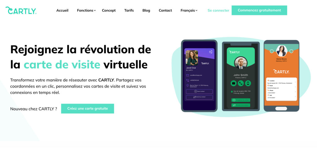 Cartly pour créer une carte de visite virtuelle