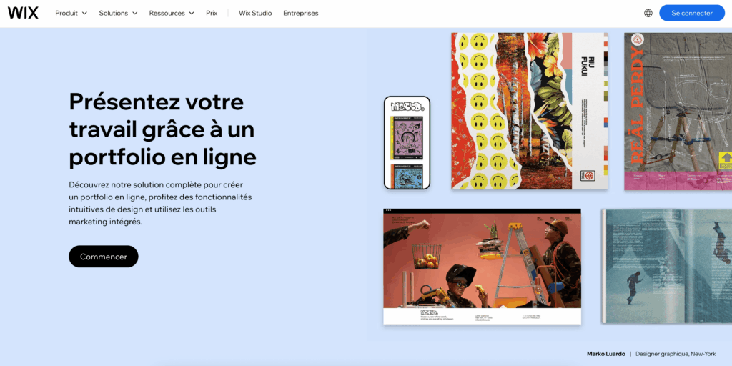 portfolio en ligne wix
