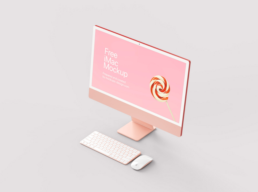 mockup d'ordinateur gratuit imac rose