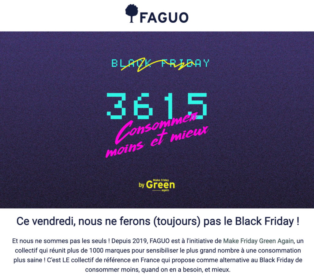 Newsletter de Faguo sur le Black Friday