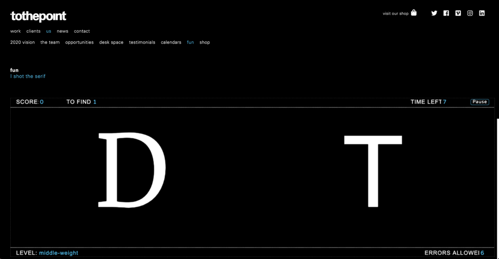 I Shot the Serif, jeu pour reconnaître les polices