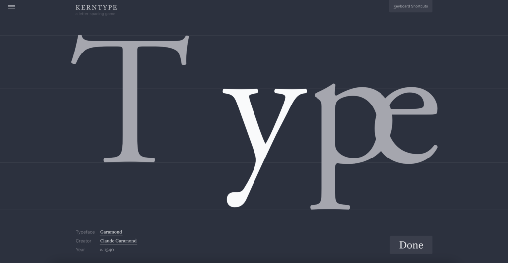 Kern type, jeu de perfectionnement du sens du kerning