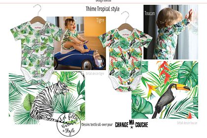 Dessins textile all-over, thème tropical style