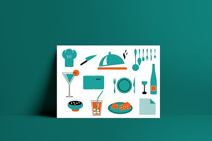 "au restaurant" - Illustration vectorielle